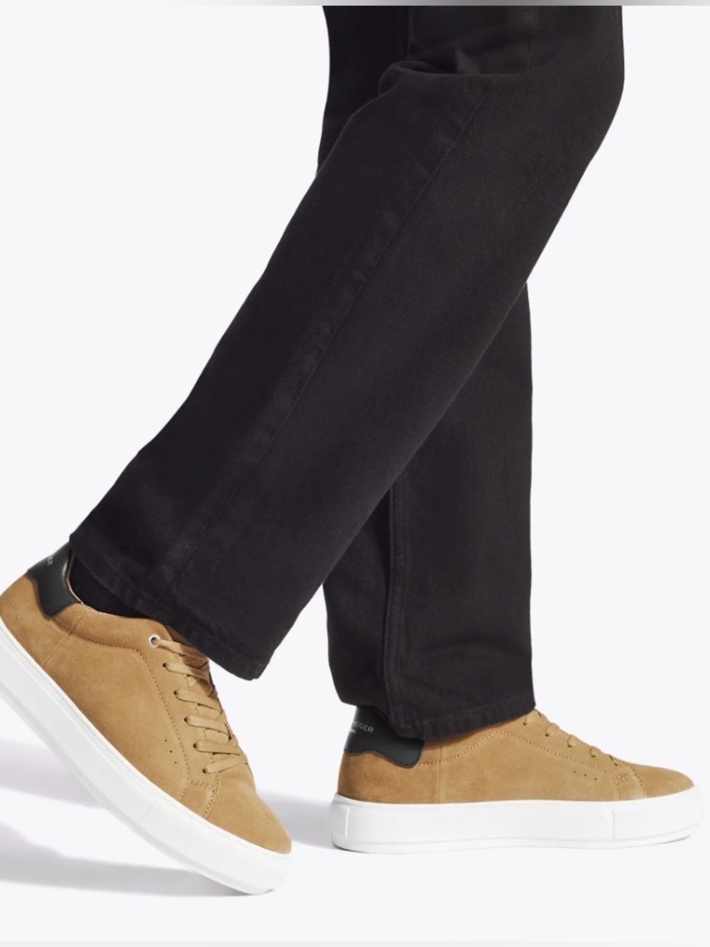 Kurt Geiger Tan Suede Low-Top Sneakers with White Sole